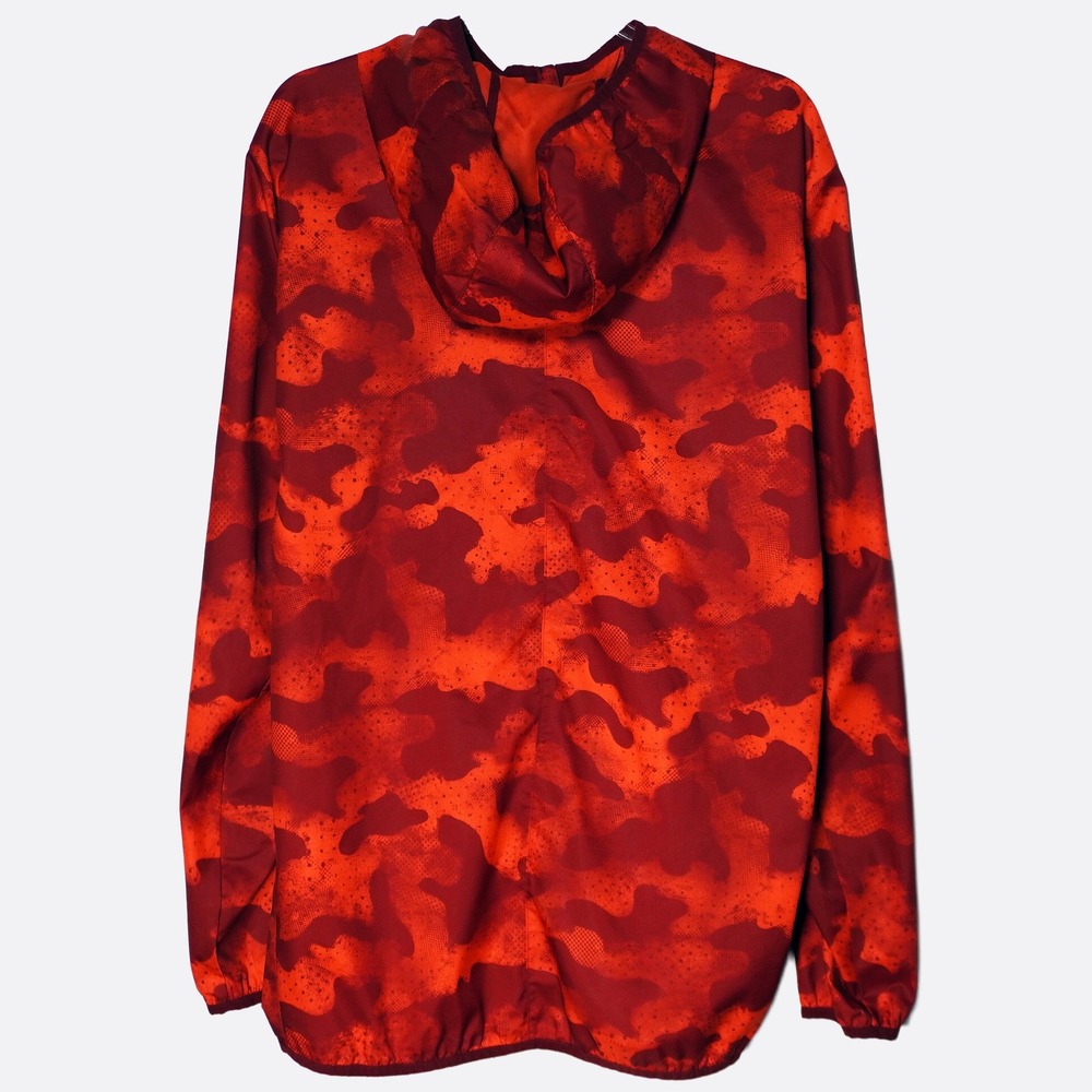 Adidas Running Windbreaker Red Camo Large Reflective Hooded Jacket - Picture 3 of 8